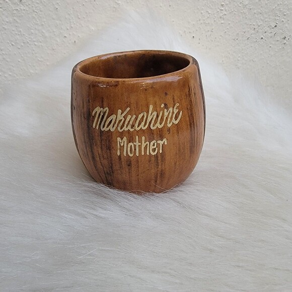 Makuahine Mom Kava Cup Made in Hawaii Tiki Brown Glazed Mug - Picture 1 of 3